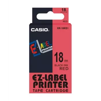 Labelband Casio XR-18RD1 zwart op rood