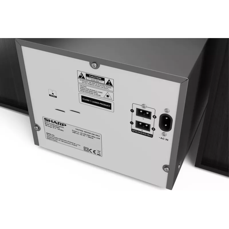 Home-audio microsysteem Sharp XL-B512(BK) – 45 W, enkele cd-speler, FM-radio, MP3, bananen-luidsprekeraansluitingen, zwart