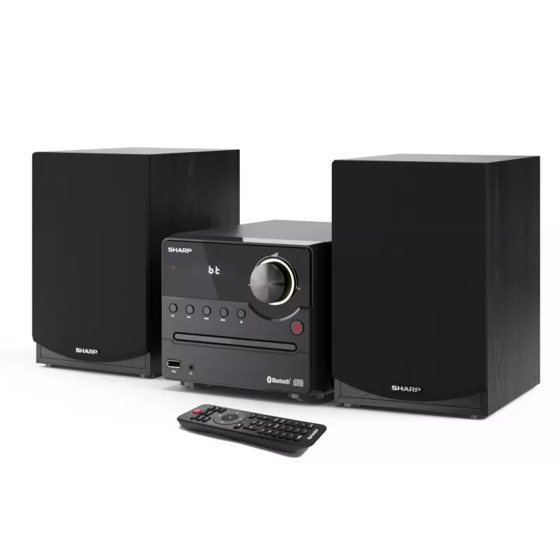 Home-audio microsysteem Sharp XL-B512(BK) – 45 W, enkele cd-speler, FM-radio, MP3, bananen-luidsprekeraansluitingen, zwart
