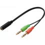 Sandberg headset-adapter (mobiel) PC, 2 x 3,5 mm, stekker, 3,5 mm, bus, zwart