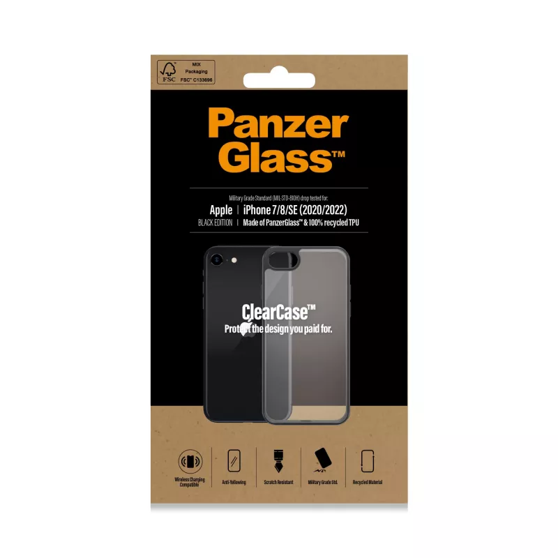 PanzerGlass ® ClearCase iPhone 8 | 7 | SE (2020/2022) | Zwart