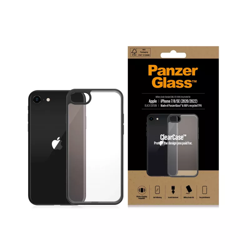 PanzerGlass ® ClearCase iPhone 8 | 7 | SE (2020/2022) | Zwart