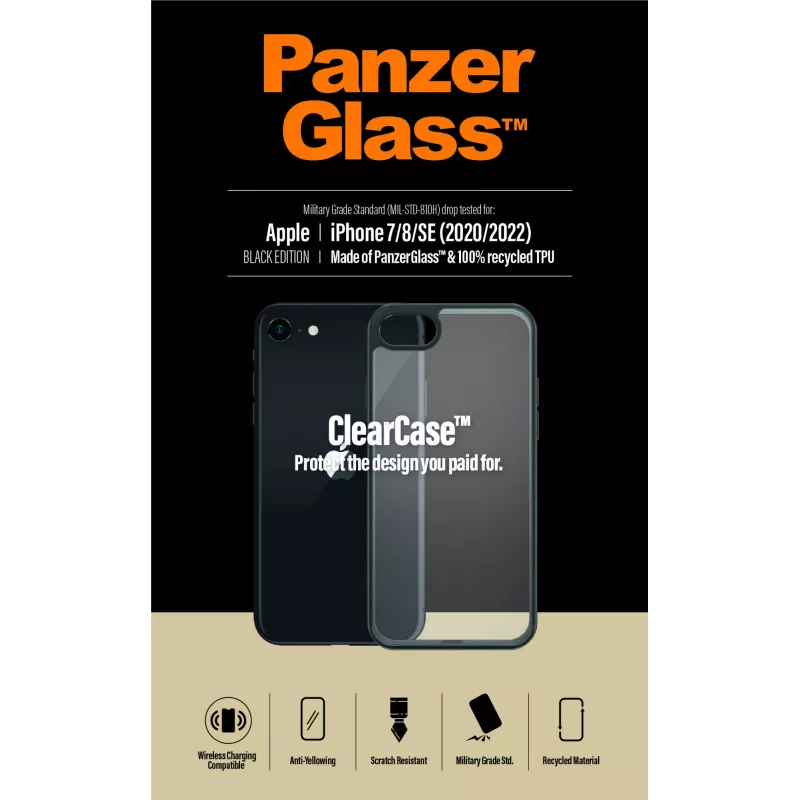 PanzerGlass ® ClearCase iPhone 8 | 7 | SE (2020/2022) | Zwart