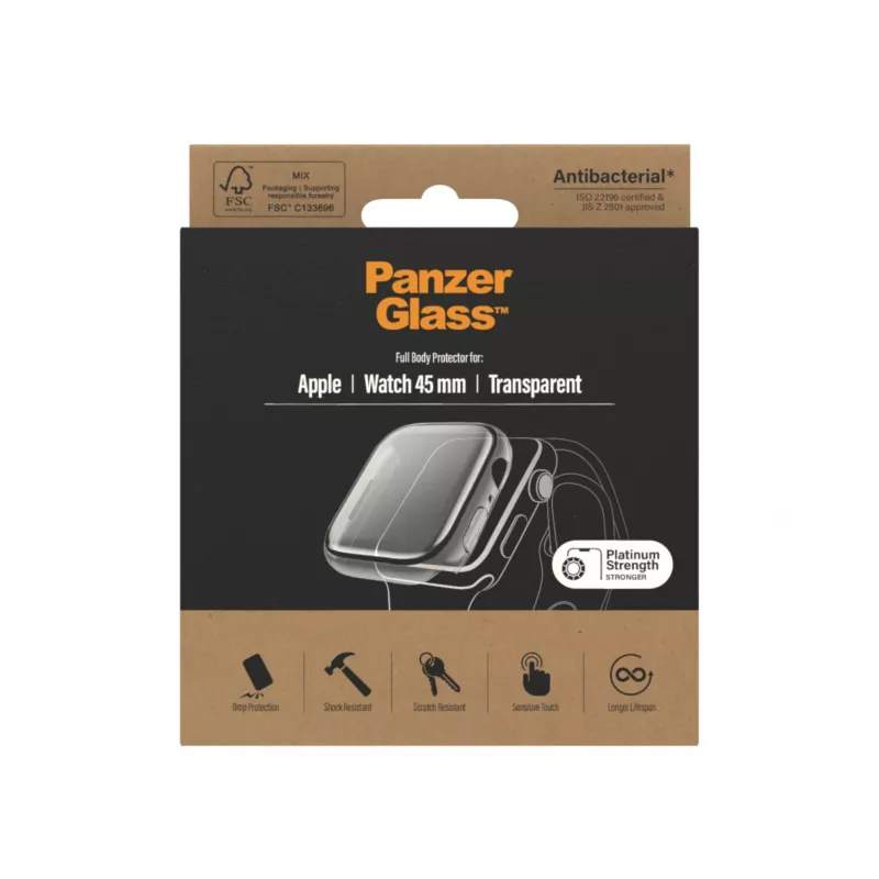 PanzerGlass Full Body-screenprotector voor Apple Watch Series 9/8/7 45 mm, transparant (3659)