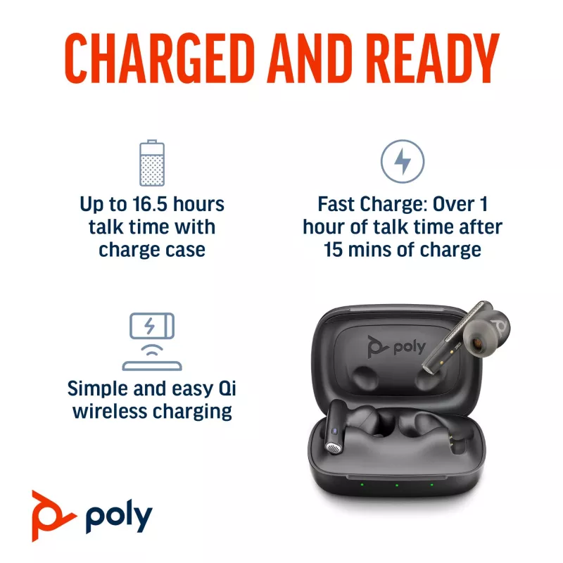 HP Poly Voyager Free 60 UC Carbon zwart earbuds +BT700 USB-C-adapter +basis-oplaadetui