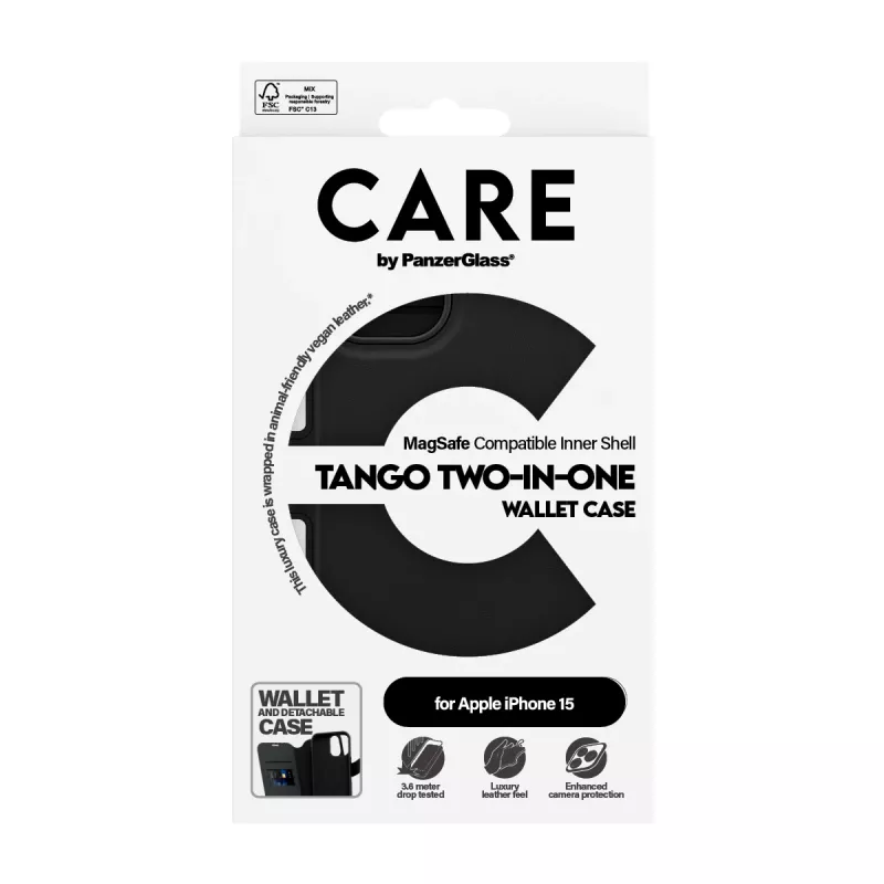 PanzerGlass CARE™ by ® Tango 2-in-1 Wallet Case met MagSafe iPhone 15
