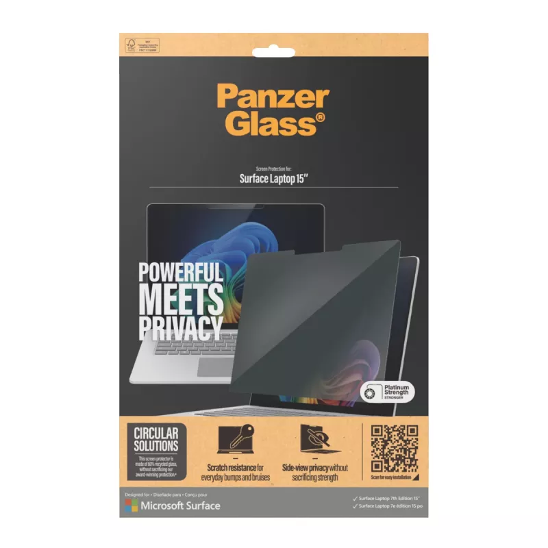 PanzerGlass ® privacy beeldschermbescherming Microsoft Surface Laptop 7th Edition 15'' | Ultra-Wide Fit