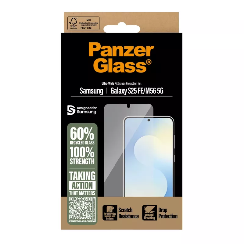 PanzerGlass ® beeldschermbescherming Samsung Galaxy S25 FE 5G | M56 5G | Ultra-Wide Fit