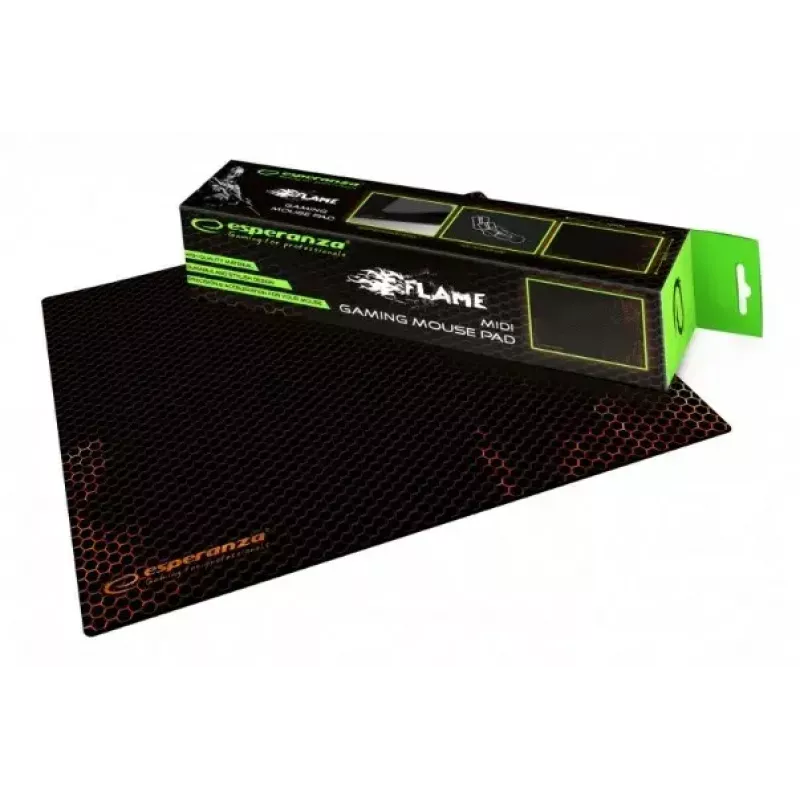 Muispad ESPERANZA EGP101R — gamingpolyester, maat S 250×200×2 mm, antislipbasis, oranje gemusterd oppervlak