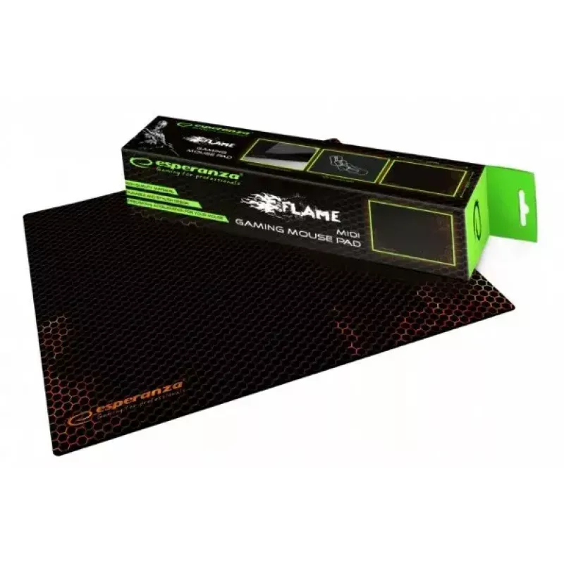 Muispad ESPERANZA EGP101R — gamingpolyester, maat S 250×200×2 mm, antislipbasis, oranje gemusterd oppervlak