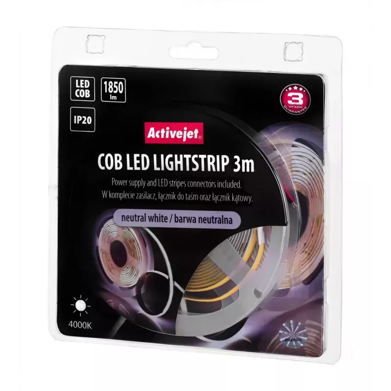 Universele LED-strip ActiveJet AJE-COB 3 m neutraalwit 1850 lm 19 W IP20