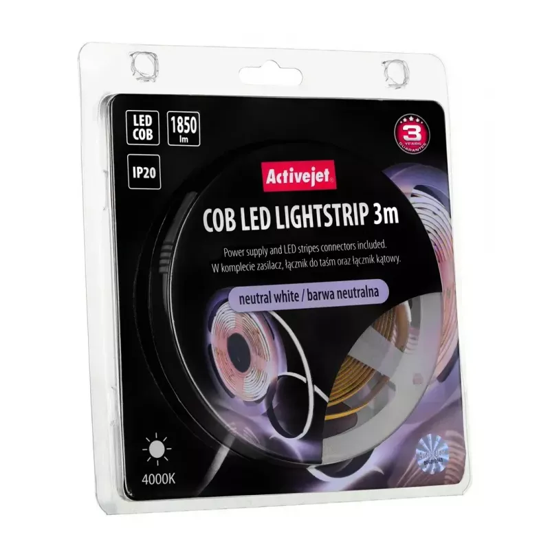 Universele LED-strip ActiveJet AJE-COB 3 m neutraalwit 1850 lm 19 W IP20