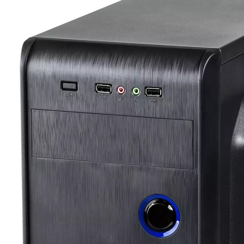 Akyga AK939BL midi-tower pc-behuizing, ATX / Micro-ATX / Mini-ITX, 2x USB 2.0, zonder voeding, zwart
