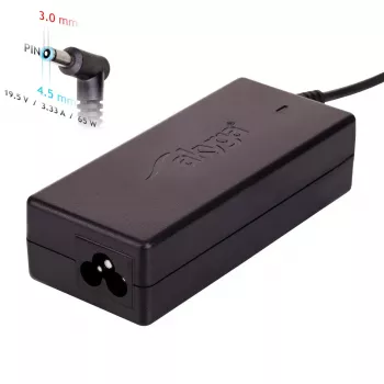Akyga AK-ND-58 notebookvoeding 19,5 V / 3,34 A, 65 W, 4,5 x 3,0 mm stekker met pin, voor Dell