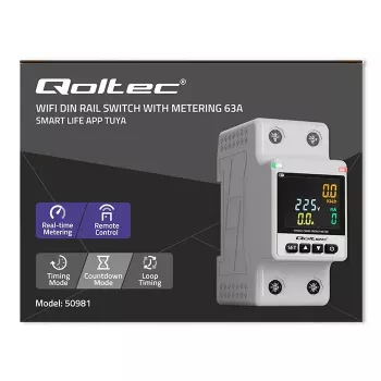 Eenfasige energieverbruiksmeter QOLTEC 50981 DIN35 230V 50Hz