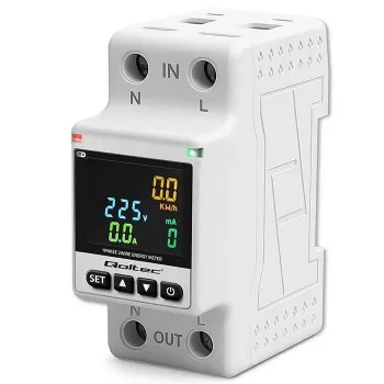 Eenfasige energieverbruiksmeter QOLTEC 50981 DIN35 230V 50Hz