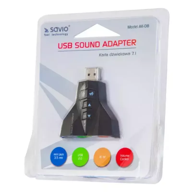 Geluidskaart Savio AK-08 USB 2.0 7.1-interface