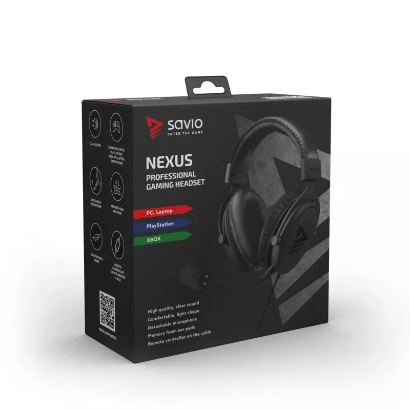 Headset Savio NEXUS bedrade gaming-headset zwart