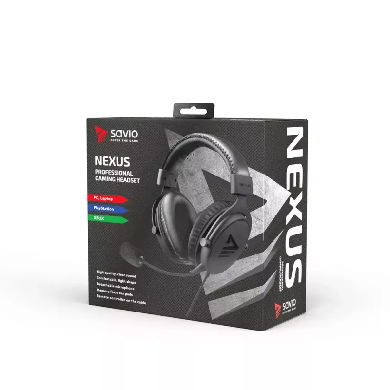 Headset Savio NEXUS bedrade gaming-headset zwart