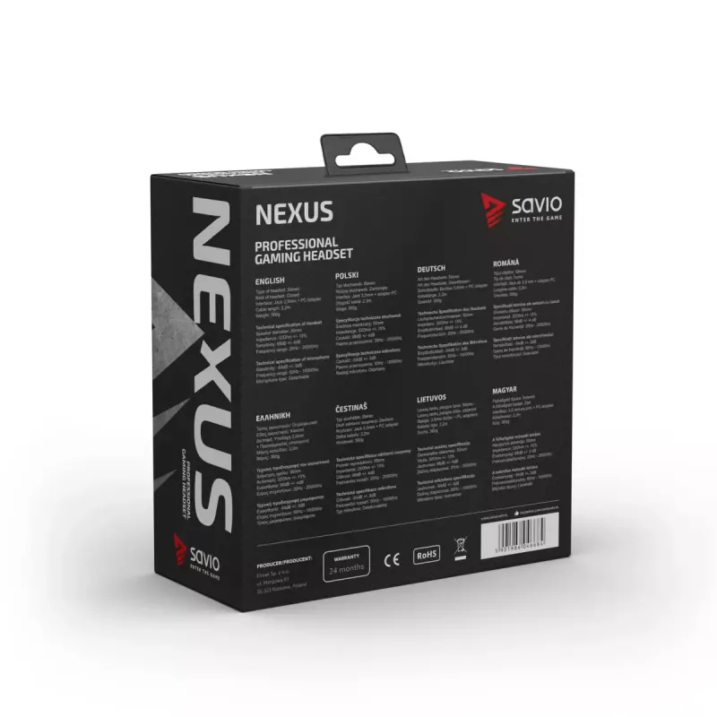 Headset Savio NEXUS bedrade gaming-headset zwart