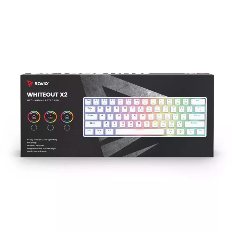 Savio WHITEOUT X2 RED gaming-toetsenbord USB QWERTY mechanisch 61 toetsen