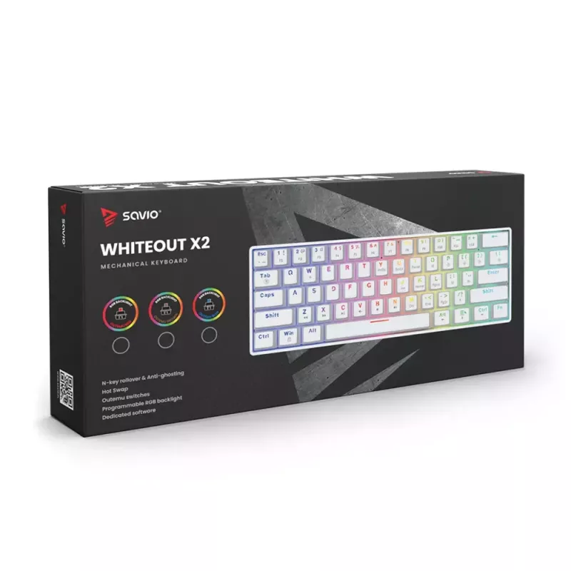 Savio WHITEOUT X2 RED gaming-toetsenbord USB QWERTY mechanisch 61 toetsen