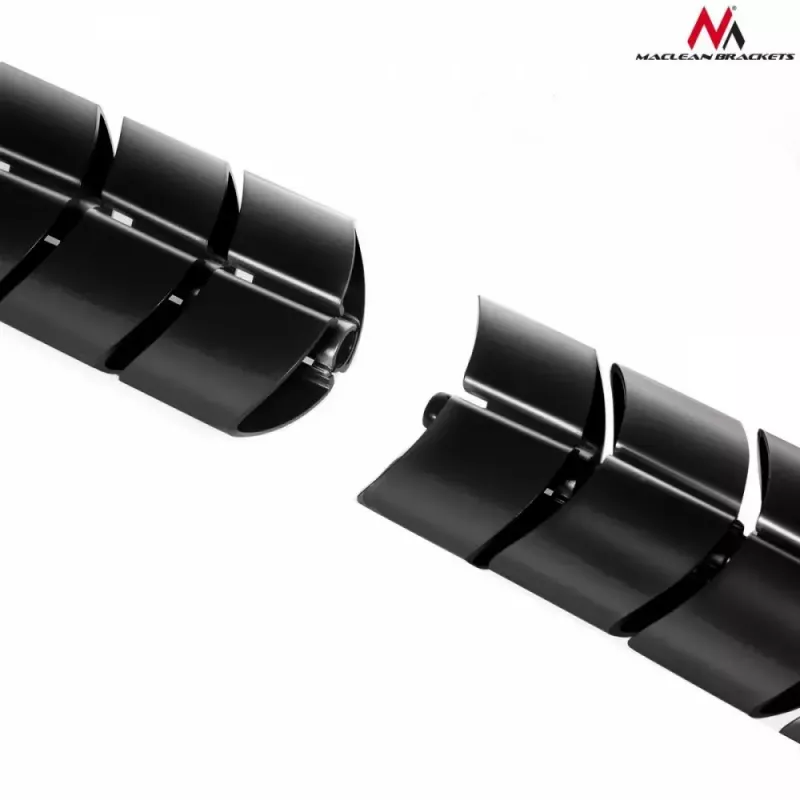 Kabelorganizer MACLEAN MC-768B — zwarte, op het bureau gemonteerde kabelmanagementgoot