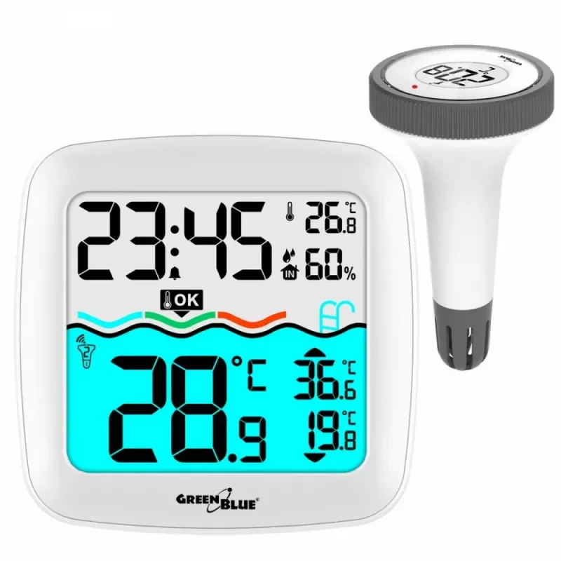 Draadloze zwembadtemperatuursensor GreenBlue GB216 IPX7 waterdicht, model GB216