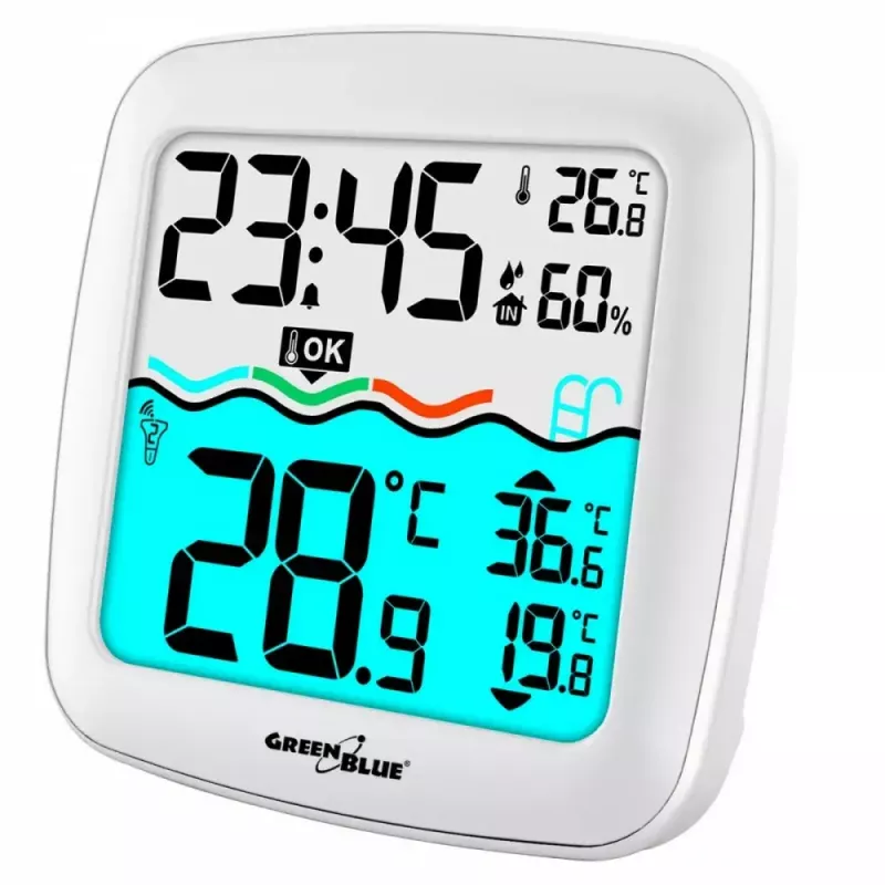 Draadloze zwembadtemperatuursensor GreenBlue GB216 IPX7 waterdicht, model GB216