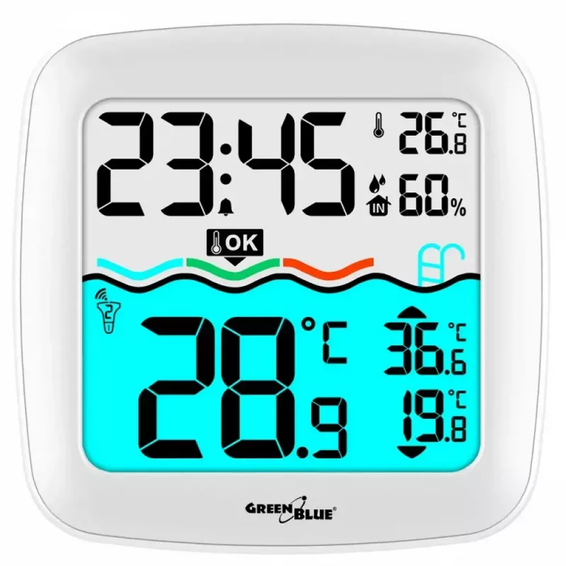 Draadloze zwembadtemperatuursensor GreenBlue GB216 IPX7 waterdicht, model GB216