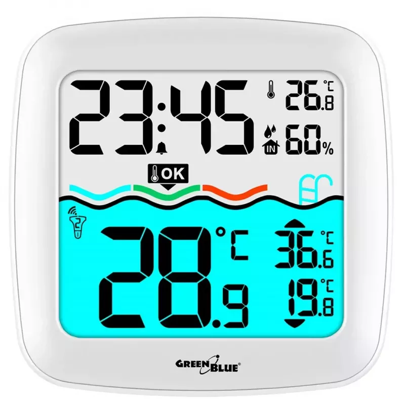 Draadloze zwembadtemperatuursensor GreenBlue GB216 IPX7 waterdicht, model GB216