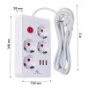 Stekkerdoos MACLEAN MCE393 W — 4 stopcontacten + 3×USB, 110–240V, 2,1A USB, 2500W, 3 m, wit