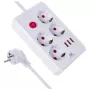Stekkerdoos MACLEAN MCE393 W — 4 stopcontacten + 3×USB, 110–240V, 2,1A USB, 2500W, 3 m, wit