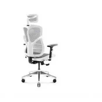 Ergonomische bureaustoel Diablo Chairs V-Basic wit-grijs – verstelbare hoogte en helling, armleuningen, lendensteun