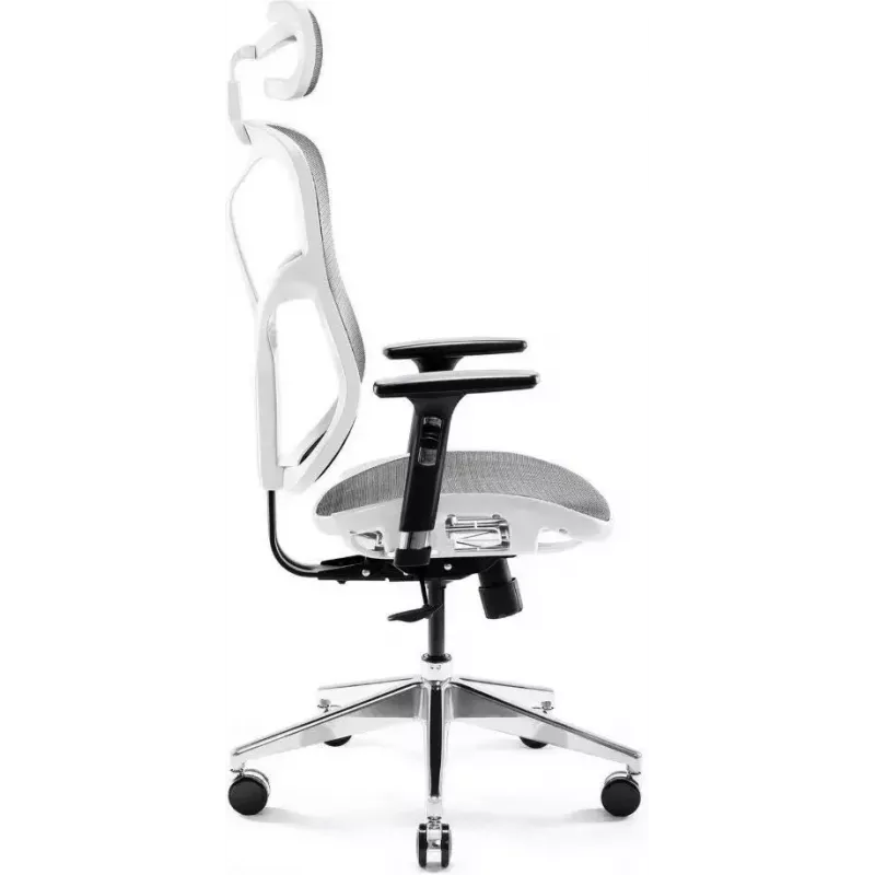 Ergonomische bureaustoel Diablo Chairs V-Basic wit-grijs – verstelbare hoogte en helling, armleuningen, lendensteun