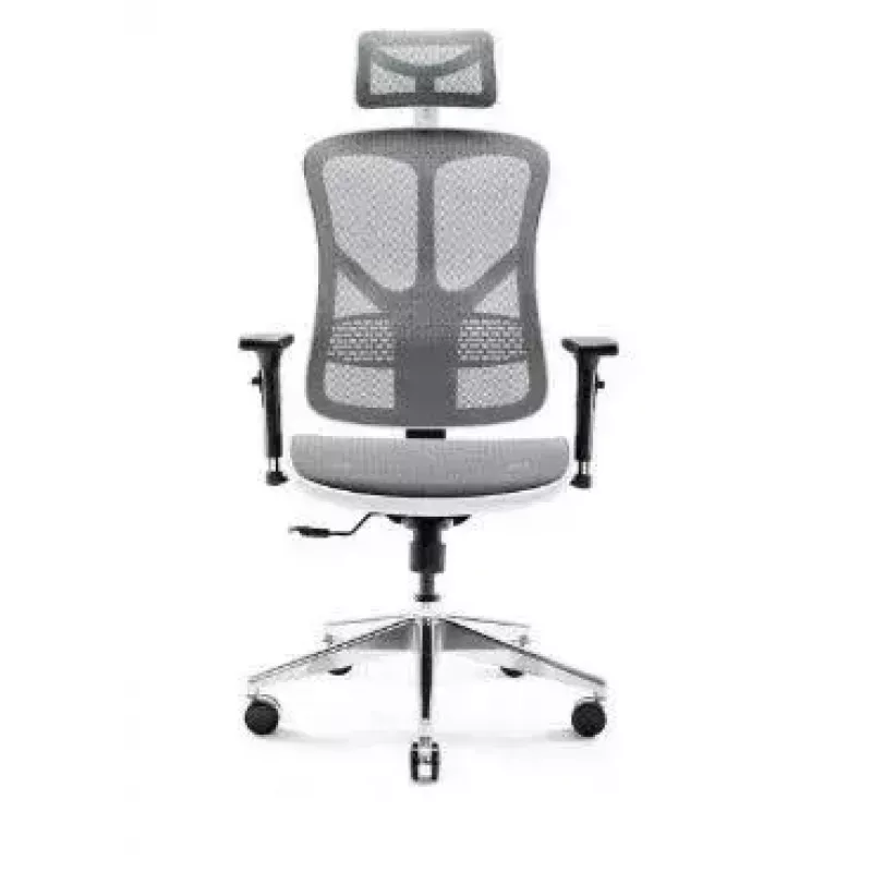 Ergonomische bureaustoel Diablo Chairs V-Basic wit-grijs – verstelbare hoogte en helling, armleuningen, lendensteun