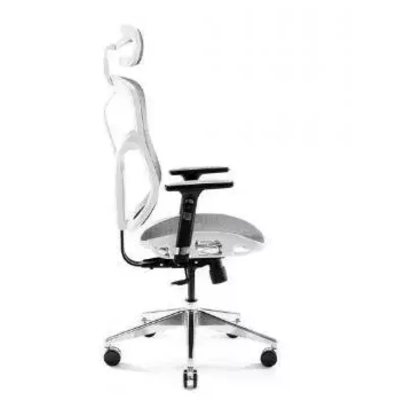 Ergonomische bureaustoel Diablo Chairs V-Basic wit-grijs – verstelbare hoogte en helling, armleuningen, lendensteun