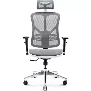 Ergonomische bureaustoel Diablo Chairs V-Basic wit-grijs – verstelbare hoogte en helling, armleuningen, lendensteun