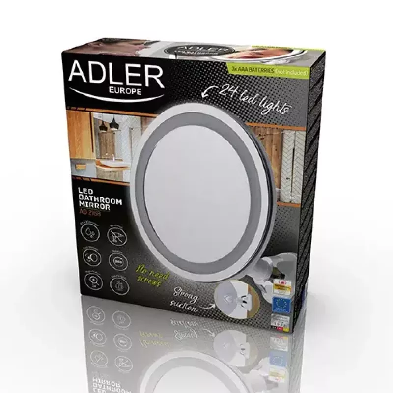 Make-upspiegel vrijstaand rond wit Adler AD 2168