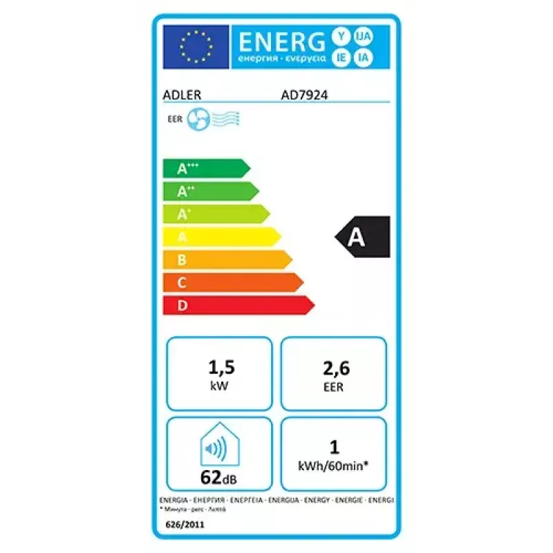 Adler AD 7924 draagbare airconditioner 63 dB wit