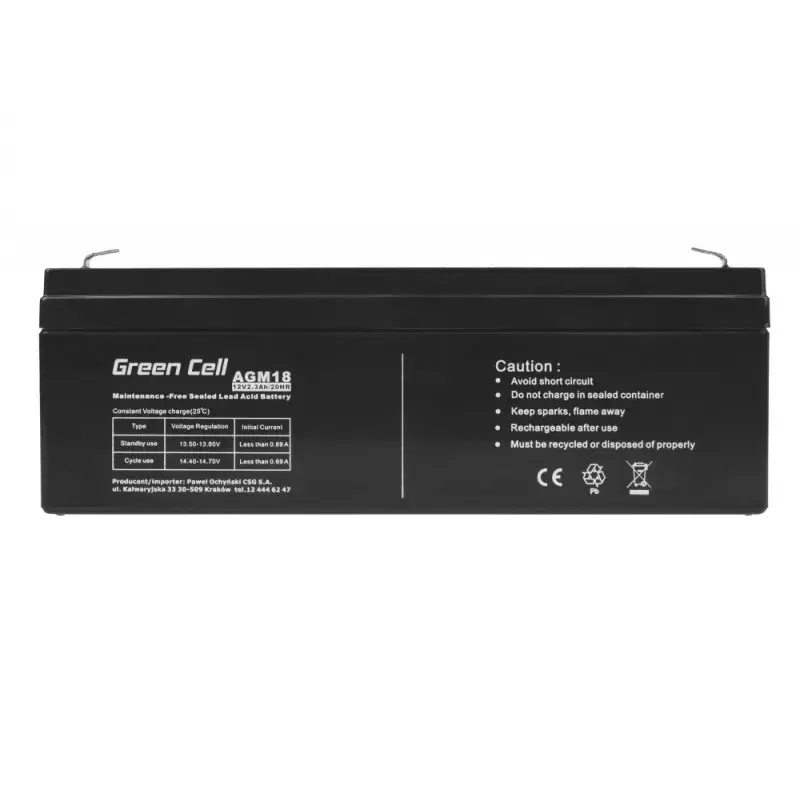 UPS-batterij Green Cell AGM18 12V 2,3Ah