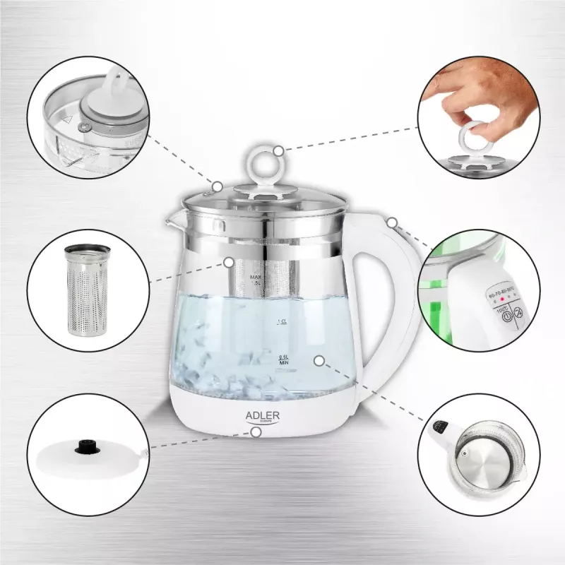 Waterkoker Adler AD 1299 1,5 L 1850 W wit