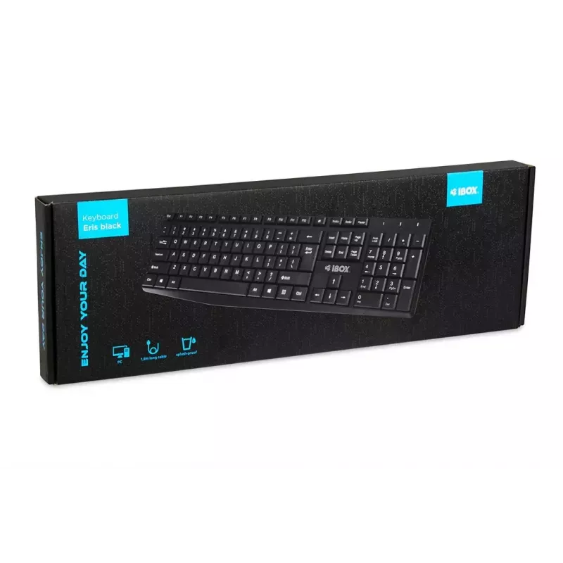 Bedraad USB-toetsenbord IBOX Eris IKC2010B – full-size 105 toetsen, USB, waterafstotend, zwart