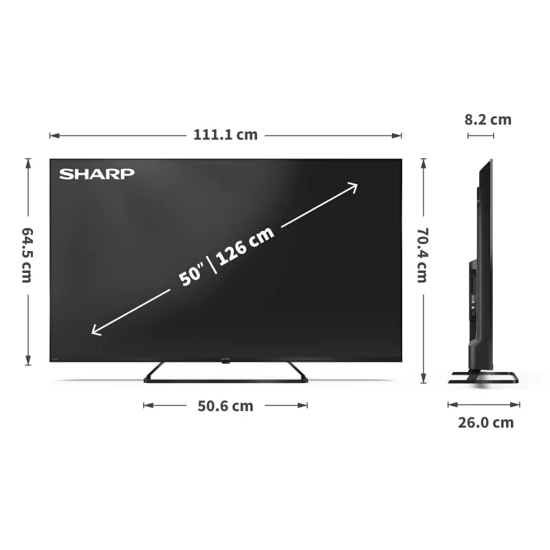 Sharp 50HP6265E TV 127 cm (50 inch) 4K Ultra HD Smart-TV Wi-Fi Zwart
