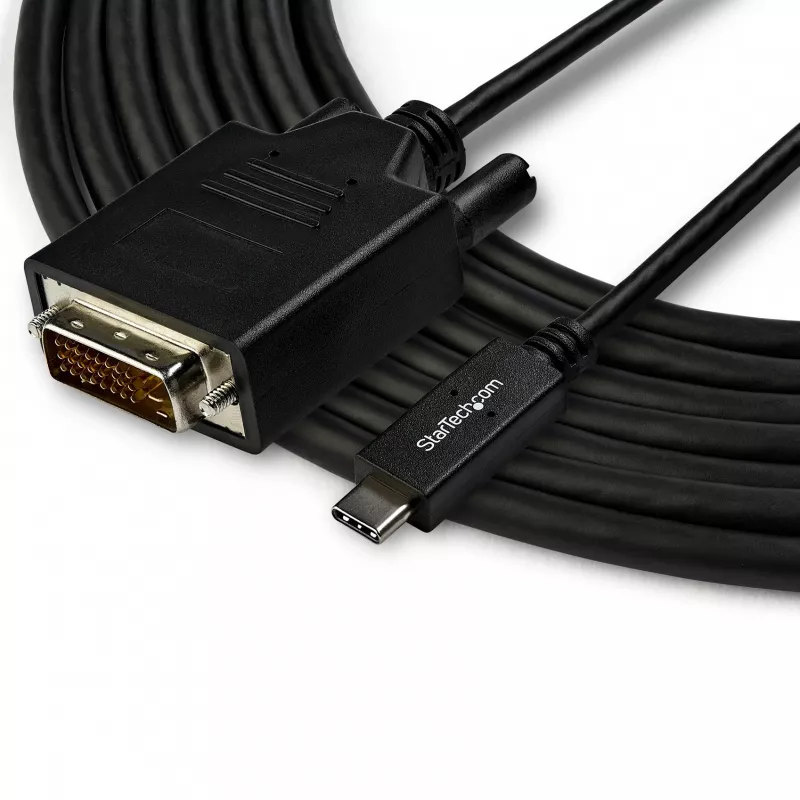 StarTech.com 10ft (3m) USB-C-naar-DVI-kabel – 1080p (Single Link) USB Type-C (DP Alt Mode HBR2) naar DVI-digitaal videoadapterkabel – werkt met Thunderbolt 3 – laptop naar DVI-monitor/display