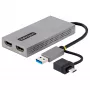StarTech.com USB-naar-dual-HDMI-adapter, USB-A/C naar 2x HDMI-displays (1x 4K30Hz, 1x 1080p), ingebouwde USB-A-naar-C-dongle, 11-cm-kabel, USB-3.0-naar-HDMI-displayadapter, Windows & macOS