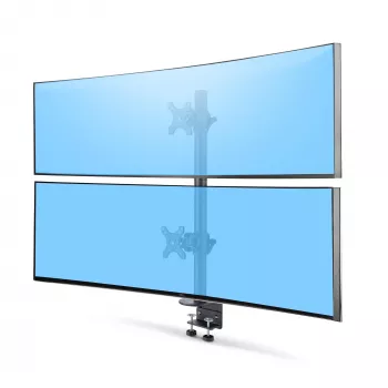 StarTech.com tafelhouder voor 2 verticaal gestapelde monitors, dual 49 inch, totaal 32 kg, C-klem, Quick-Release VESA-systeem, breedbeeld 16:9/ultrabreed 32:9, TAA