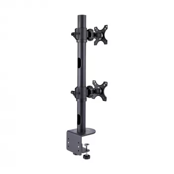 StarTech.com tafelhouder voor 2 verticaal gestapelde monitors, dual 49 inch, totaal 32 kg, C-klem, Quick-Release VESA-systeem, breedbeeld 16:9/ultrabreed 32:9, TAA
