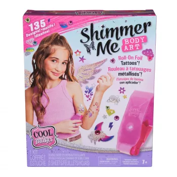 Cool Maker, Shimmer Me Body Art met roller, sierstenen & 3 folies, 135 metallic tijdelijke tattoo-ontwerpen, knutsel- en creatief speelgoed voor meisjes vanaf 7 jaar