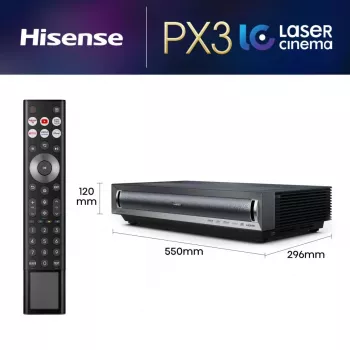 Hisense PX3 projectietelevisie ultra-korteafstandsprojector 2800 ANSI Lumen UHD 4K (3840x2160) zwart, donkergrijs